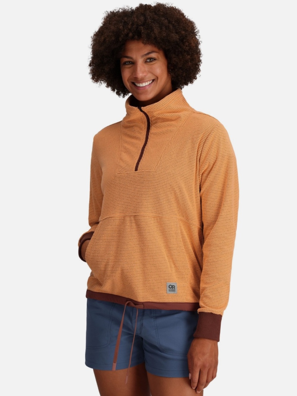 Outdoor Research Women’s Trail Mix Quarter Zip Pullover in Light Orange - Large